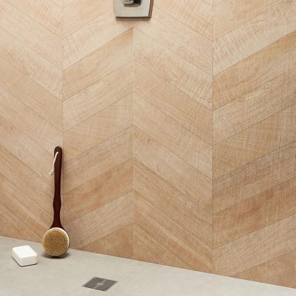 Bathroom | 1 sq. ft. Kenridge Chevron Maple Brown 24×48 Wood Look Matte Porcelain Tile Maple Bathroom Bathroom