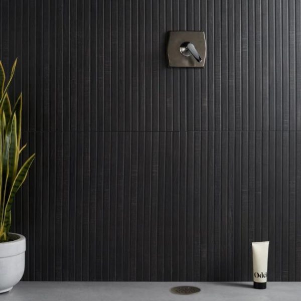 Bathroom | 1 sq. ft. Kenridge Ribbon Black 24×48 Wood Look Matte Porcelain Tile Black Bathroom Bathroom