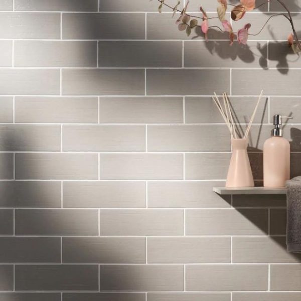 Bathroom | 1 sq. ft. Kiln Light Gray 3×9 Polished Porcelain Subway Tile Light Gray Backsplash & Kitchen Backsplash & Kitchen