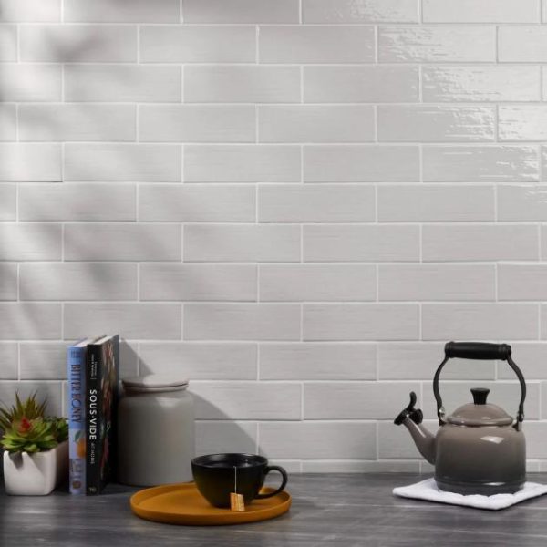 Bathroom | 1 sq. ft. Kiln Silver 3×9 Polished Porcelain Subway Tile Silver Backsplash & Kitchen Backsplash & Kitchen