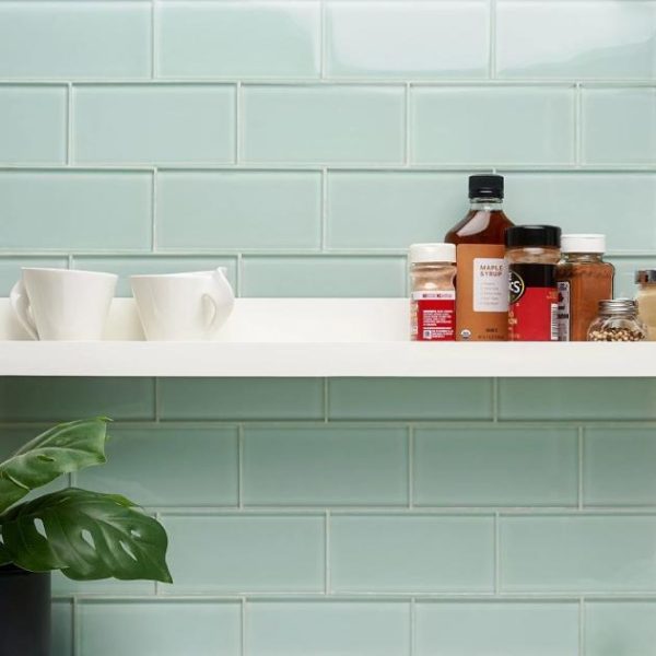 Bathroom | 1 sq. ft. Loft Seafoam Green 3×6 Polished Glass Subway Tile Seafoam Backsplash & Kitchen Backsplash & Kitchen