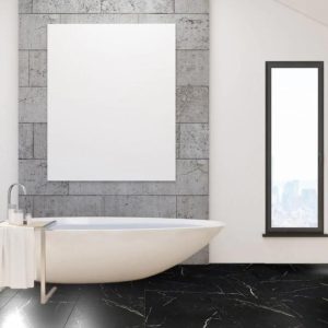 Bathroom | 1 sq. ft. Marble Tech Port Laurent 24×24 Polished Nero Marquina Look Porcelain Tile Black Polished Bathroom Bathroom