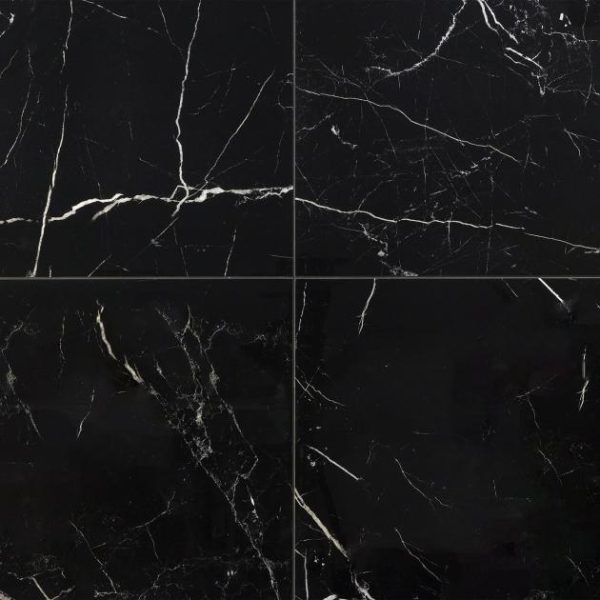 Bathroom | 1 sq. ft. Marble Tech Port Laurent 24×24 Polished Nero Marquina Look Porcelain Tile Black Polished Bathroom Bathroom