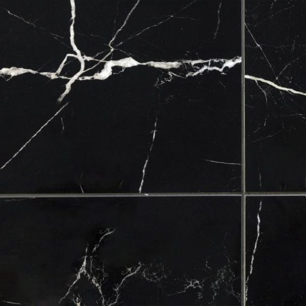 Bathroom | 1 sq. ft. Marble Tech Port Laurent 24×24 Polished Nero Marquina Look Porcelain Tile Black Polished Bathroom Bathroom