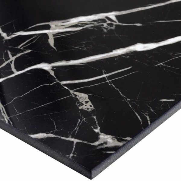 Bathroom | 1 sq. ft. Marble Tech Port Laurent 24×24 Polished Nero Marquina Look Porcelain Tile Black Polished Bathroom Bathroom