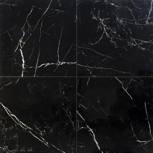 Bathroom | 1 sq. ft. Marble Tech Port Laurent 24×24 Polished Nero Marquina Look Porcelain Tile Black Polished Bathroom Bathroom