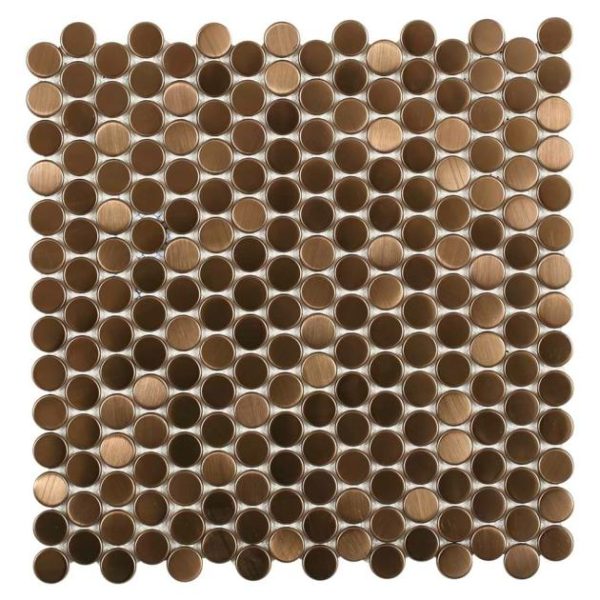 Bathroom | 1 sq. ft. Metal Copper Stainless 3/4″ Penny Round Mosaic Tile Copper Backsplash & Kitchen Backsplash & Kitchen