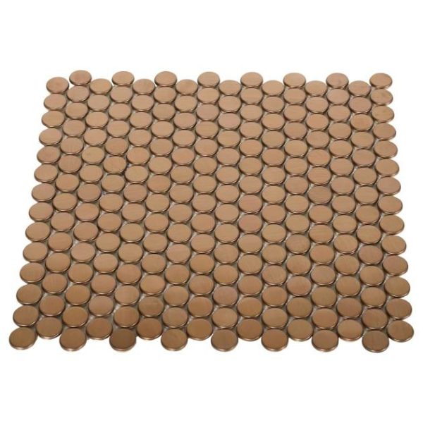 Bathroom | 1 sq. ft. Metal Copper Stainless 3/4″ Penny Round Mosaic Tile Copper Backsplash & Kitchen Backsplash & Kitchen