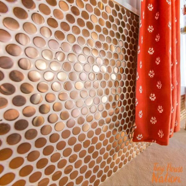 Bathroom | 1 sq. ft. Metal Copper Stainless 3/4″ Penny Round Mosaic Tile Copper Backsplash & Kitchen Backsplash & Kitchen