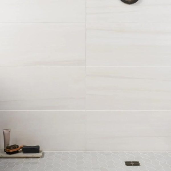 Bathroom | 1 sq. ft. Minera Dolomite Warm White 12×24 Marble Look Polished Porcelain Tile Warm White Bathroom Bathroom