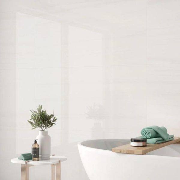 Bathroom | 1 sq. ft. Minera Dolomite Warm White 24×48 Marble Look Polished Porcelain Tile Warm White Bathroom Bathroom