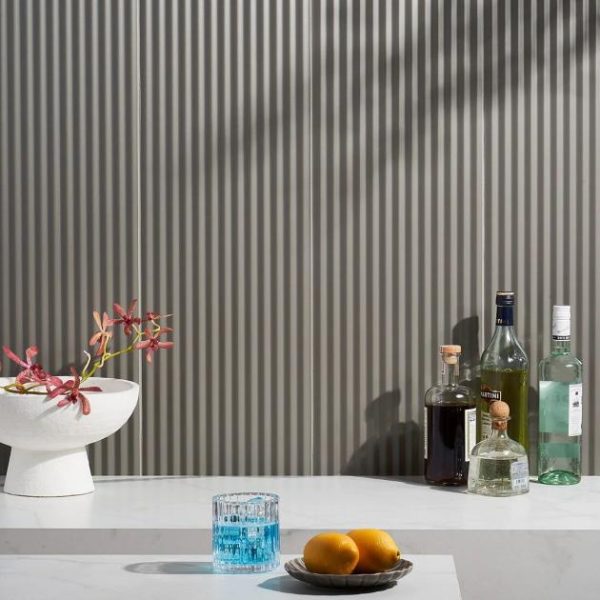 Bathroom | 1 sq. ft. Mod Smoke Gray 12×36 3D Fluted Matte Ceramic Tile  Smoke Gray Bathroom Bathroom