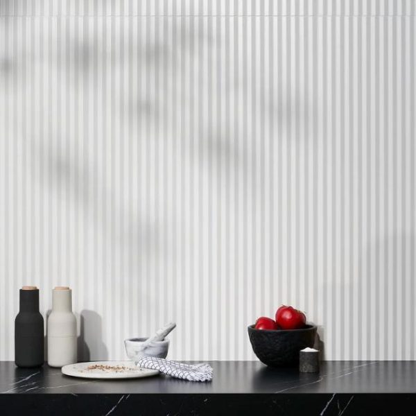 Bathroom | 1 sq. ft. Mod White 12×36 3D Fluted Matte Ceramic Tile  White Bathroom Bathroom