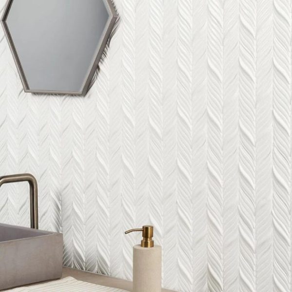 Bathroom | 1 sq. ft. Nabi Alula Glacier White Chevron Crackled Glossy Glass Mosaic Tile Glacier White Bathroom Bathroom