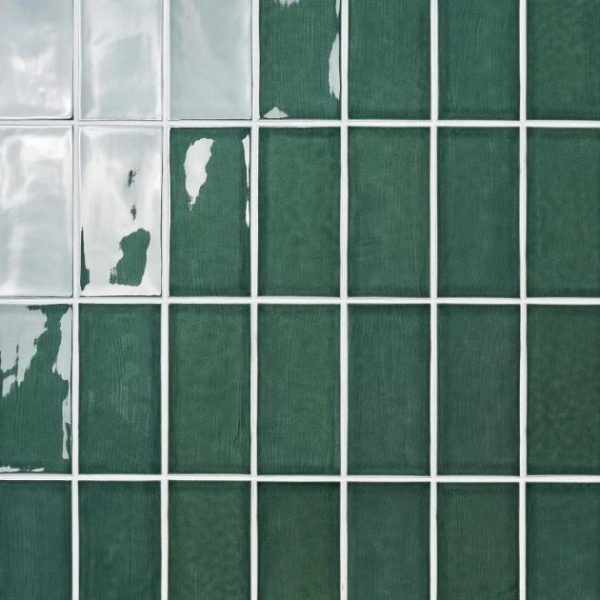 Bathroom | 1 sq. ft. Nabi Glass Deep Emerald Green 4.5×9 Subway Polished Glass Tile Midnight Blue Backsplash & Kitchen Backsplash & Kitchen