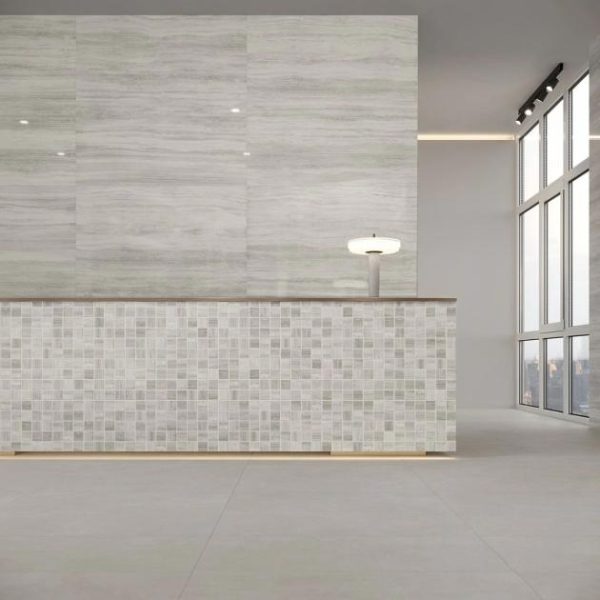 Bathroom | 1 sq. ft. Nashville Gray 2×2 Travertine Look Matte Porcelain Mosaic Tile Gray Matte Bathroom Bathroom