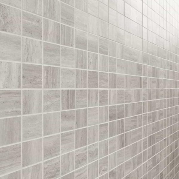 Bathroom | 1 sq. ft. Nashville Gray 2×2 Travertine Look Matte Porcelain Mosaic Tile Gray Matte Bathroom Bathroom