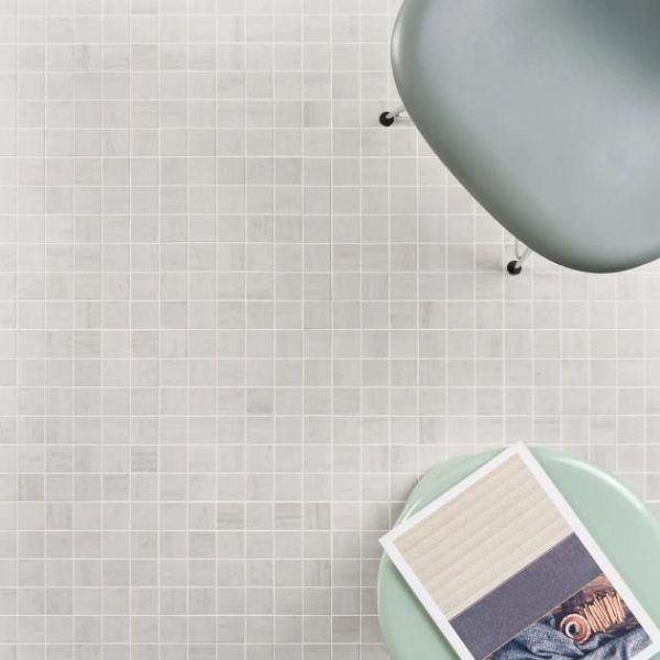 Bathroom | 1 sq. ft. Nashville White 2×2 Travertine Look Matte Porcelain Mosaic Tile White Matte Bathroom Bathroom