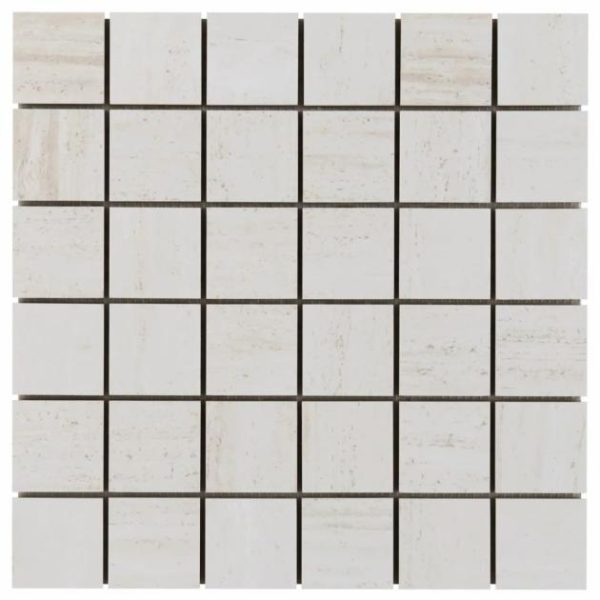 Bathroom | 1 sq. ft. Nashville White 2×2 Travertine Look Matte Porcelain Mosaic Tile White Matte Bathroom Bathroom