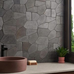 Bathroom | 1 sq. ft. Nature Organica Java Dark Gray Honed Marble Mosaic Tile Gray Bathroom Bathroom