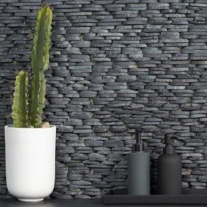 Bathroom | 1 sq. ft. Nature Stacked Alor Black Pebble Honed Mosaic Tile Alor Black Bathroom Alor Black