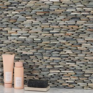 Bathroom | 1 sq. ft. Nature Stacked Sumatra Blend Multicolor Pebble Honed Mosaic Tile Sumatra Blend Bathroom Bathroom