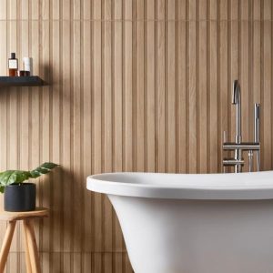 Bathroom | 1 sq. ft. Nobu Ribbon Miel Brown 24×48 Wood Look Matte Porcelain Tile Miel Backsplash & Kitchen Backsplash & Kitchen