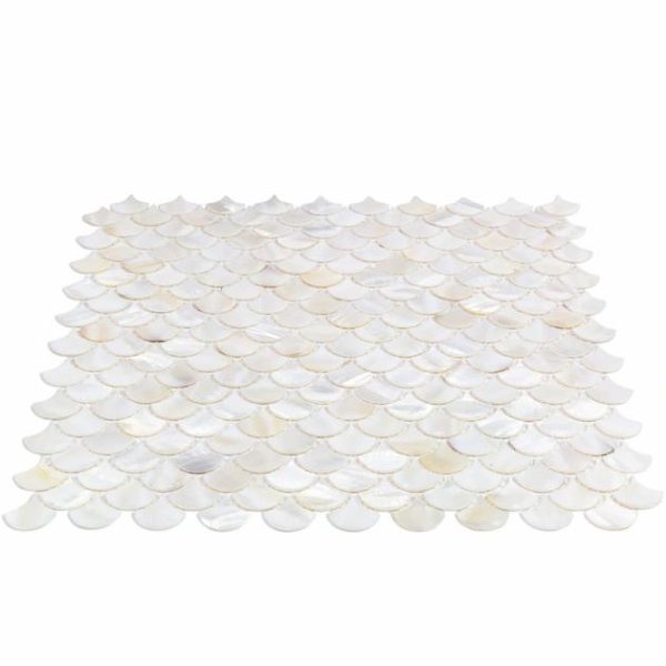 Bathroom | 1 sq. ft. Oyster White 1″ Pearl Shell Polished Mosaic Tile White Shells Backsplash & Kitchen Backsplash & Kitchen