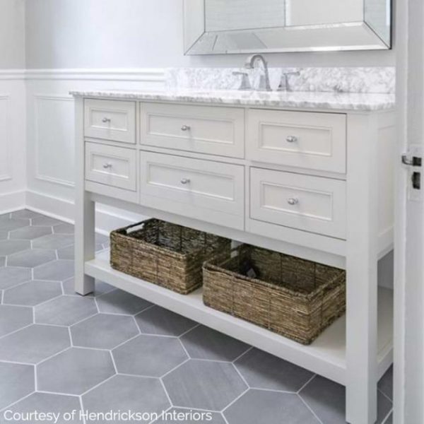 Bathroom | 1 sq. ft. Paige Grigio 10″ Porcelain Hexagon Matte Cement Look Porcelain Tile Grigio Bathroom Bathroom