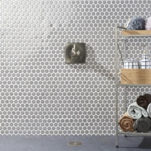 Bathroom | 1 sq. ft. Paradise Gris Gray 1″ Penny Round Polished Porcelain Mosaic Gris Backsplash & Kitchen Backsplash & Kitchen