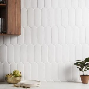 Bathroom | 1 sq. ft. Parry White 3×8 Fishscale Matte Ceramic Wall Tile White Bathroom Bathroom