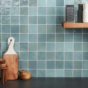 Bathroom | 1 sq. ft. Portmore Aqua Blue 4×4 Glossy Ceramic Tile Aqua Backsplash & Kitchen Aqua