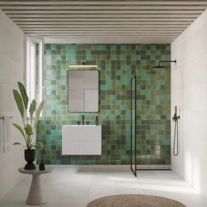 Bathroom | 1 sq. ft. Portmore Green 4×4 Glossy Ceramic Tile Green Backsplash & Kitchen Backsplash & Kitchen