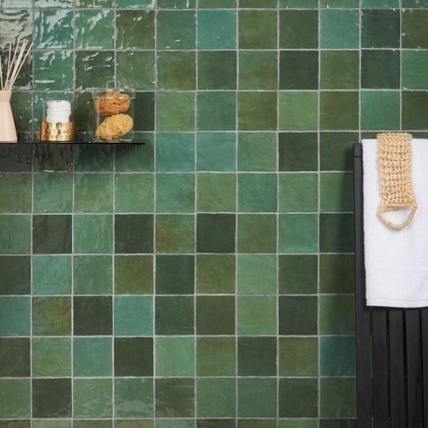 Bathroom | 1 sq. ft. Portmore Green 4×4 Glossy Ceramic Tile Green Backsplash & Kitchen Backsplash & Kitchen