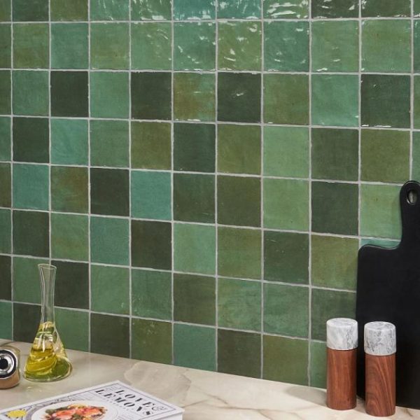 Bathroom | 1 sq. ft. Portmore Green 4×4 Glossy Ceramic Tile Green Backsplash & Kitchen Backsplash & Kitchen