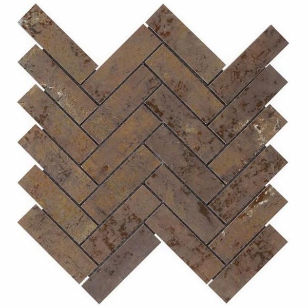 Bathroom | 1 sq. ft. Portrait Copper 1×4 Herringbone Matte Porcelain Mosaic Tile Copper Backsplash & Kitchen Backsplash & Kitchen