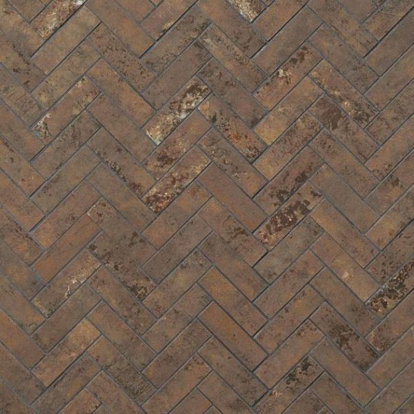 Bathroom | 1 sq. ft. Portrait Copper 1×4 Herringbone Matte Porcelain Mosaic Tile Copper Backsplash & Kitchen Backsplash & Kitchen