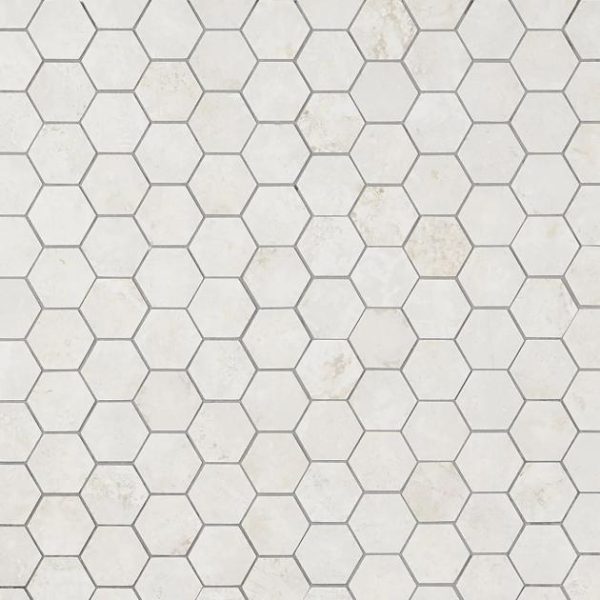 Bathroom | 1 sq. ft. Portrait Ivory 2″ Hexagon Matte Porcelain Mosaic Tile Ivory Backsplash & Kitchen Backsplash & Kitchen