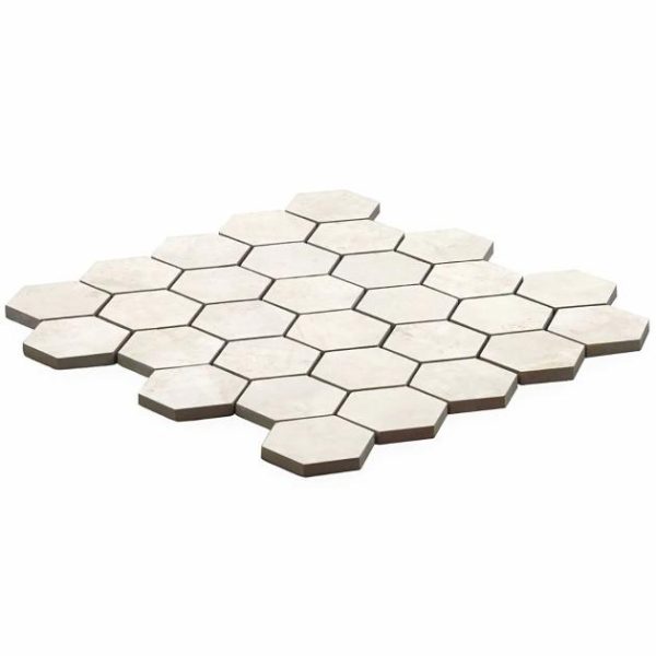 Bathroom | 1 sq. ft. Portrait Ivory 2″ Hexagon Matte Porcelain Mosaic Tile Ivory Backsplash & Kitchen Backsplash & Kitchen