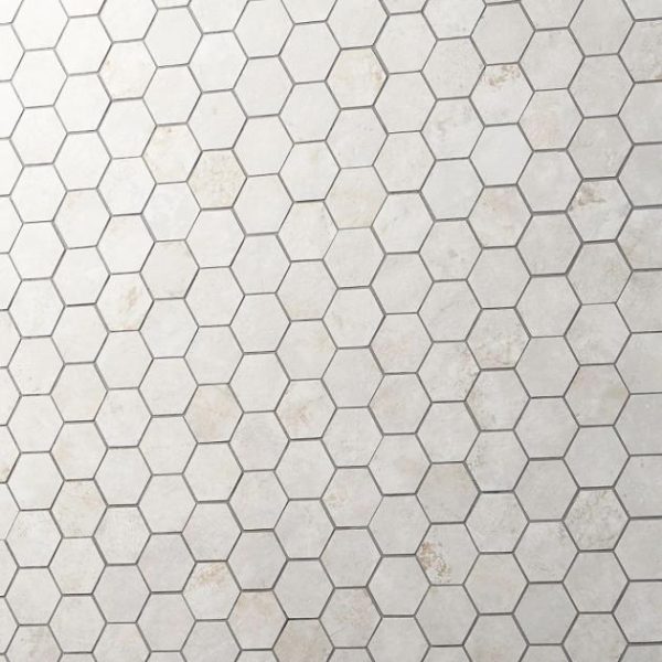 Bathroom | 1 sq. ft. Portrait Ivory 2″ Hexagon Matte Porcelain Mosaic Tile Ivory Backsplash & Kitchen Backsplash & Kitchen