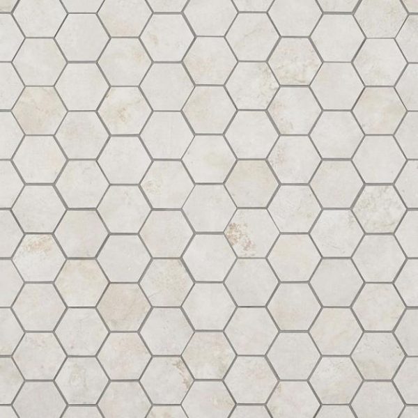 Bathroom | 1 sq. ft. Portrait Ivory 2″ Hexagon Matte Porcelain Mosaic Tile Ivory Backsplash & Kitchen Backsplash & Kitchen