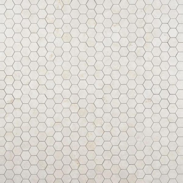 Bathroom | 1 sq. ft. Portrait Ivory 2″ Hexagon Matte Porcelain Mosaic Tile Ivory Backsplash & Kitchen Backsplash & Kitchen