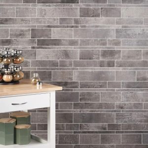 Bathroom | 1 sq. ft. Railroad LPS Dark Gray Solid Core Peel & Stick Self Adhesive Concrete Look Matte Mosaic Tile Dark Gray Bathroom Bathroom