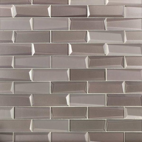 Bathroom | 1 sq. ft. Remington Bricks Sepia Gray 2×6 3D Mixed Finish Glass Subway Tile Sepia Gray Bathroom Bathroom