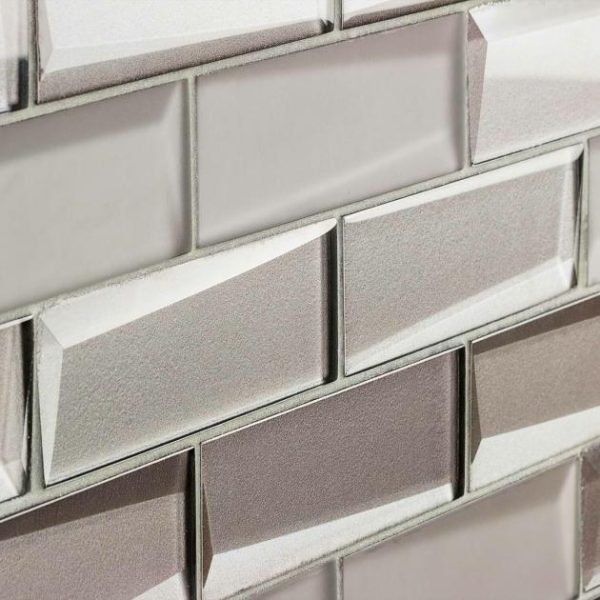 Bathroom | 1 sq. ft. Remington Bricks Sepia Gray 2×6 3D Mixed Finish Glass Subway Tile Sepia Gray Bathroom Bathroom