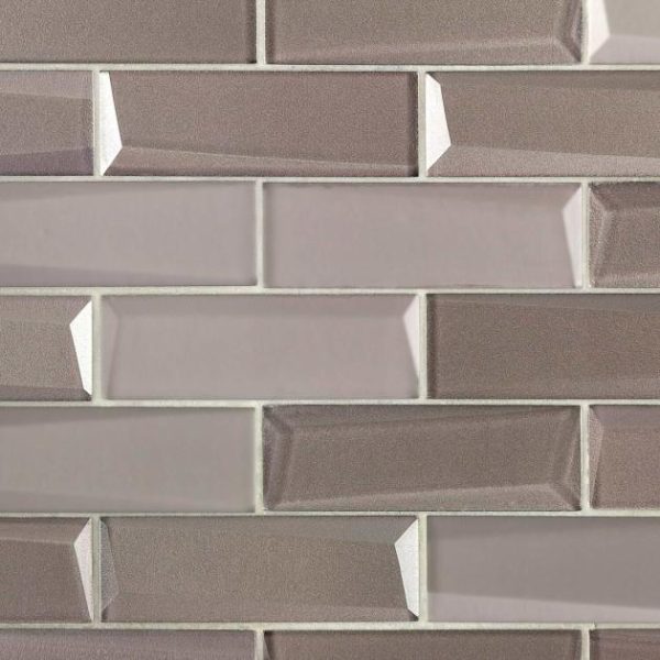 Bathroom | 1 sq. ft. Remington Bricks Sepia Gray 2×6 3D Mixed Finish Glass Subway Tile Sepia Gray Bathroom Bathroom