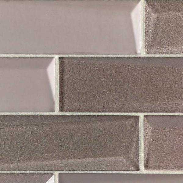 Bathroom | 1 sq. ft. Remington Bricks Sepia Gray 2×6 3D Mixed Finish Glass Subway Tile Sepia Gray Bathroom Bathroom