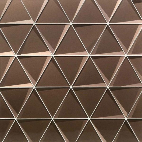 Bathroom | 1 sq. ft. Remington Triangles Bronze 6” 3D Glass Tile Bronze Bathroom Bathroom