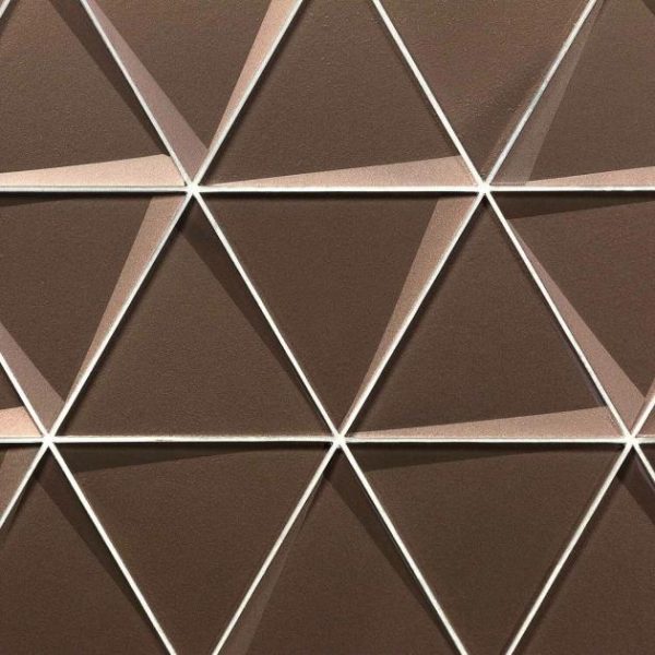 Bathroom | 1 sq. ft. Remington Triangles Bronze 6” 3D Glass Tile Bronze Bathroom Bathroom