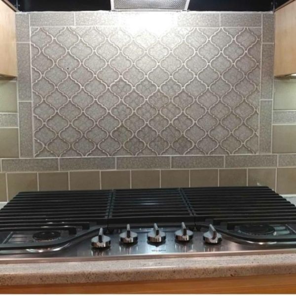 Bathroom | 1 sq. ft. Roman Summer Draught Arabesque Glass Polished Mosaic Tile Summer Draught Arabesque Backsplash & Kitchen Backsplash & Kitchen